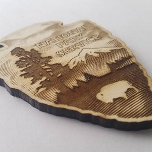 National Park Service Pfeilspitze auf Holz Laser Gravur