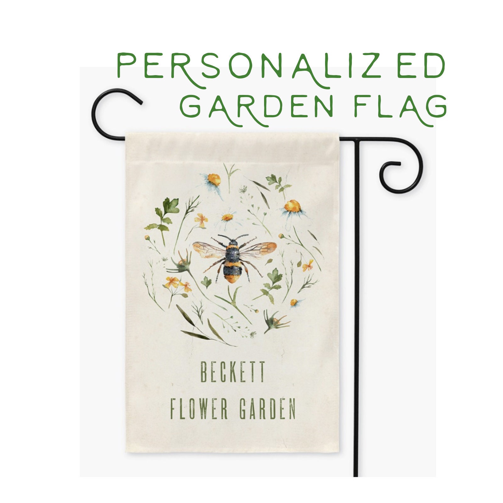 La bandera del jardín personalizada decor flower garden salvar | Etsy