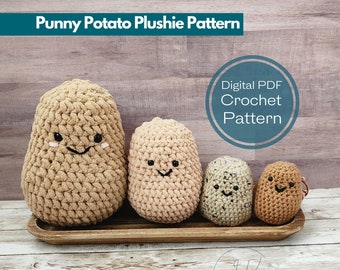 Crochet Pattern, Punny Potato Plushie Pattern with Bonus Keychain Pattern included