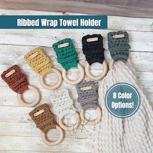 Ribbed Wrap Towel Holder, 8 Color Options, Limited Quantities, Crochet Towel Holder, Tea Towel Holder, Towel Topper, Mothers Day Gift