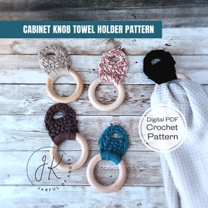 Crochet Pattern,Cabinet Knob Towel Holder Pattern, Printable PDF Crochet Pattern, Ready to Download, DIY Crochet home decor