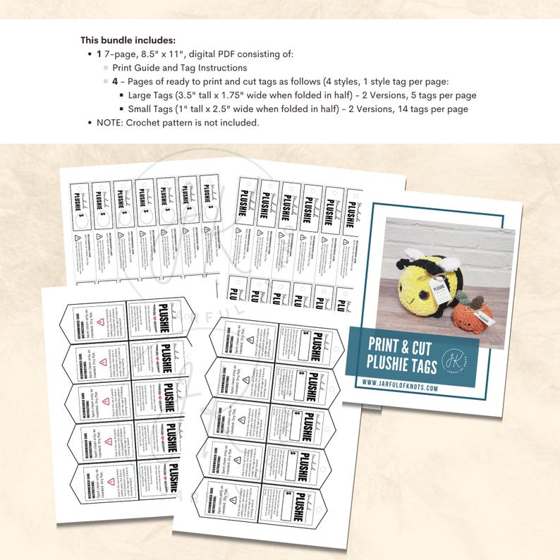 Plushie Display Tags, 4 Styles (printable Digital PDF) - Etsy