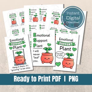 Descarga digital, etiquetas para plantas de apoyo emocional, 3 estilos, PDF listo para imprimir, PNG, etiquetas de peluche de crochet, etiquetas con juegos de palabras sobre plantas