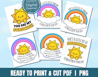 Etichette regalo Sunshine Punny: etichette di peluche all'uncinetto, 6 stili (download digitale, file PDF/PNG)