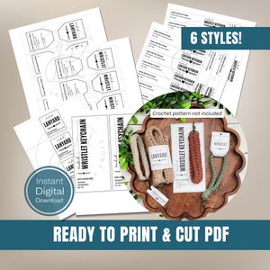 Printable Wristlet and Lanyard Display Tags, 6 Styles (Digital PDF)