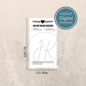 Digital Download, Car Cup Holder Coasters Display Card, 2 Sizes, Ready ...