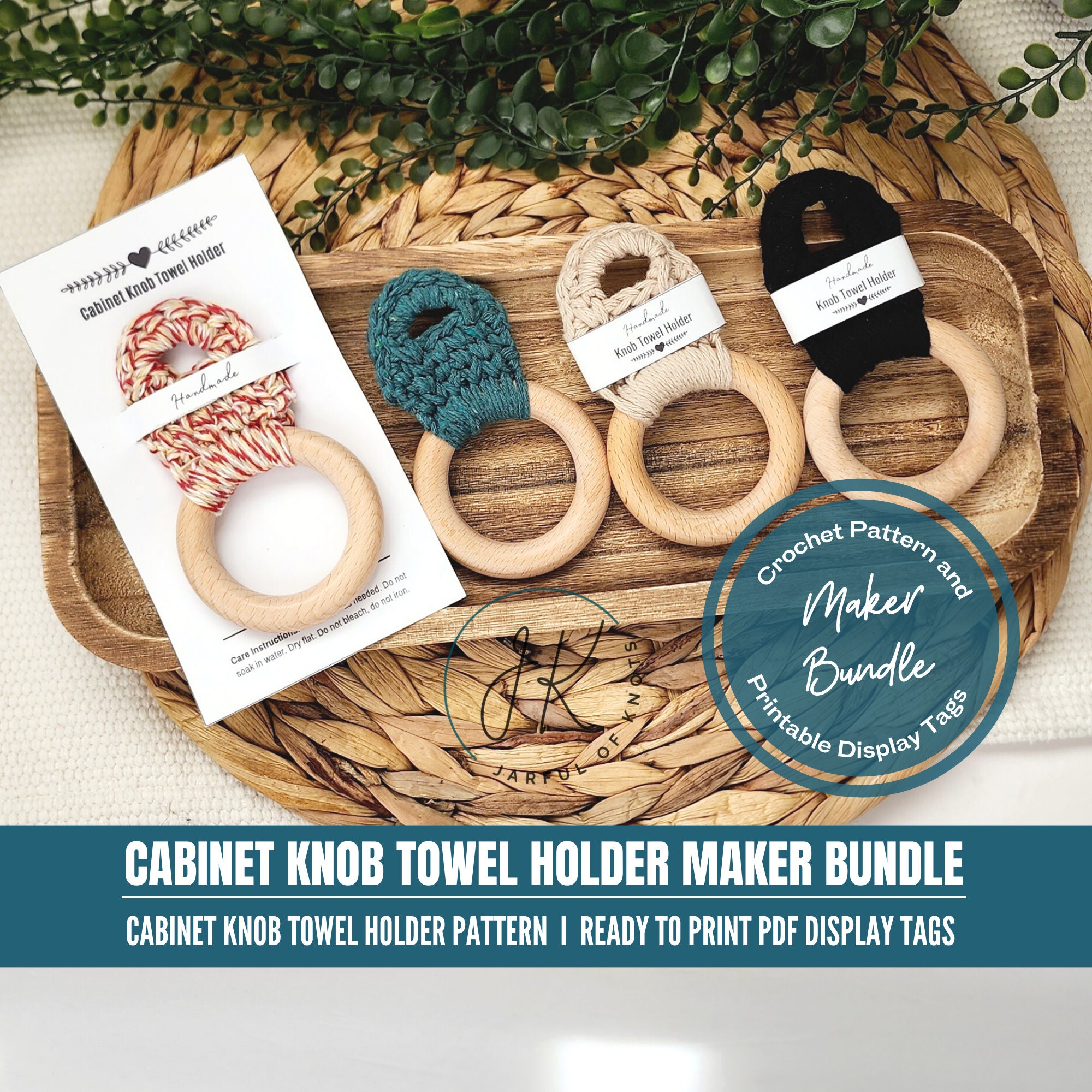 Crochet Pattern and Display Tag Bundle Cabinet Knob Towel Holder