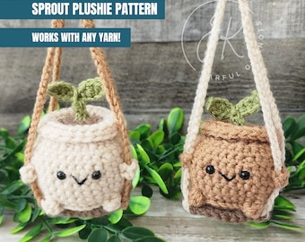 Haakpatroon, Sprout Plushie-patroon, Digitaal PDF-patroon, Leuke gehaakte planten, Amigurumi-planten