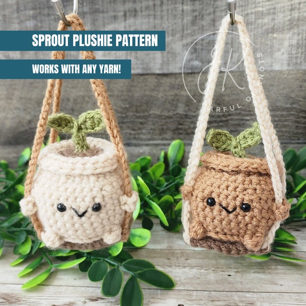 Haakpatroon, Sprout Plushie-patroon, Digitaal PDF-patroon, Leuke gehaakte planten, Amigurumi-planten