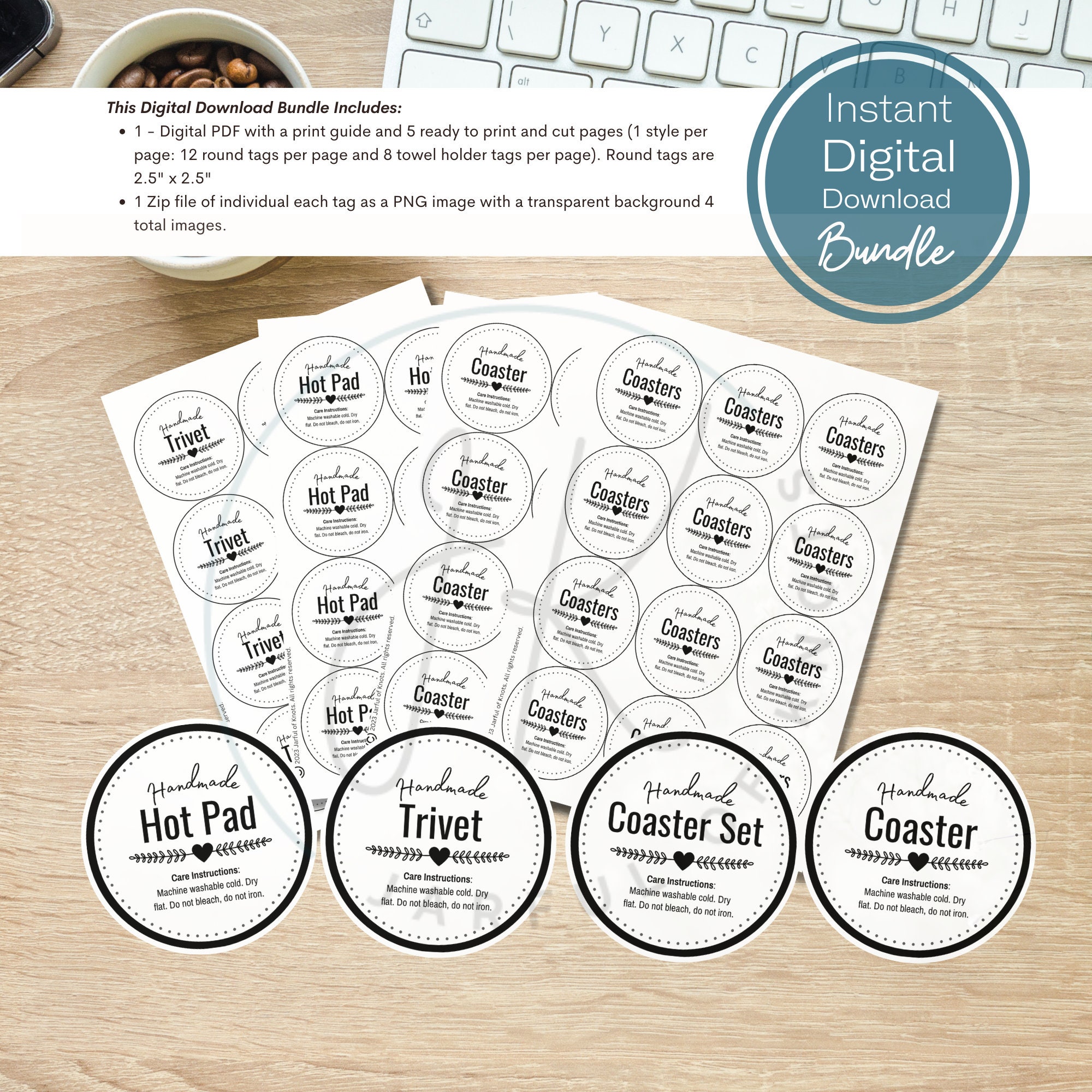 Coaster & Trivet Display Tags: 4 Printable Styles (PDF, PNG) - Etsy
