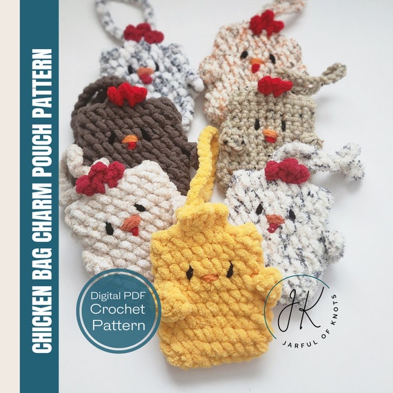 Crochet Pattern, Chicken Bag Charm Pouch, Cute Pouches, Chicken Bag  Pattern, AirPod Case, Earbud Case, Kids Pouches, Beginner Friendly 