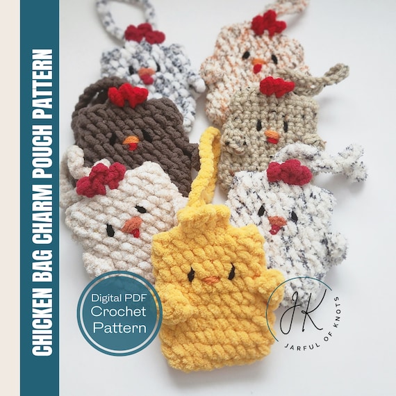 Crochet Pattern, Chicken Bag Charm Pouch, Cute Pouches, Chicken Bag  Pattern, AirPod Case, Earbud Case, Kids Pouches, Beginner Friendly 