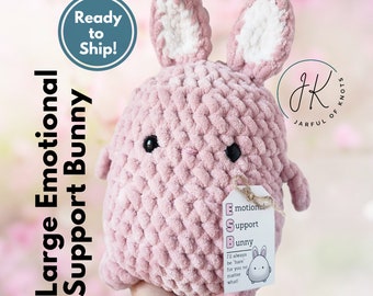 Large Pink Emotional Support Bunny Plushie, READY TO SHIP, Handmade Plushies, Easter bunny plushie