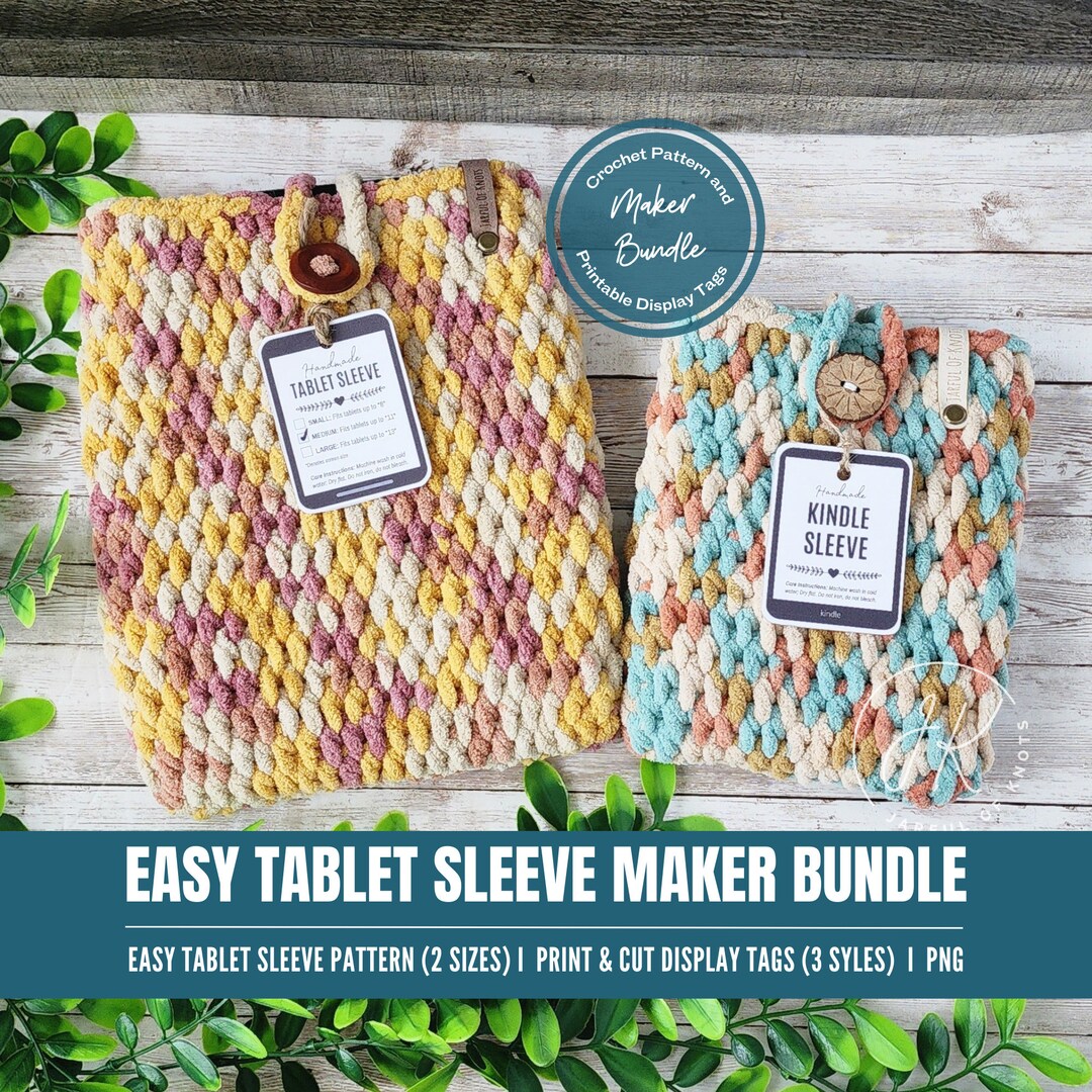 Crochet Pattern and Display Tag Bundle, Easy Table Sleeve Pattern, 2 ...