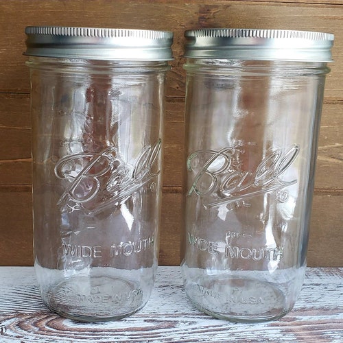 Canning Jar Tumblers Set of 2 Wide Mouth 24 Oz Drinking Jars Etsy