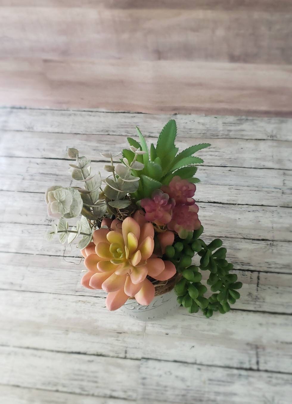 Hand Painted and Distressed Mason Jar Succulent Arrangement - Etsy
