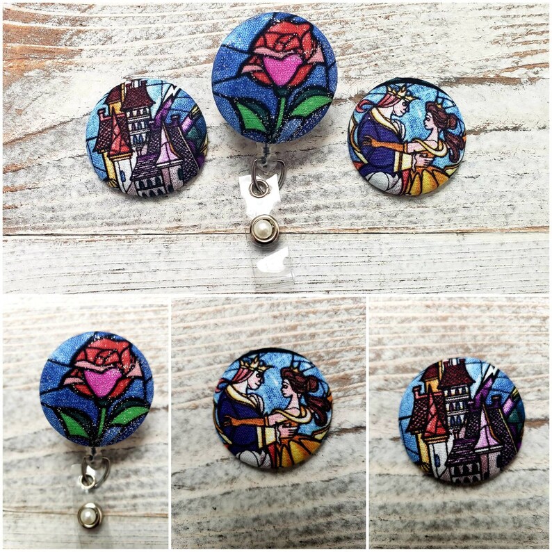 Beauty and the Beast Inspired Interchangeable Badge Reel or Permanent Pin