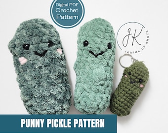 Crochet Pattern, Punny Pickle Plushie Pattern - NO DISPLAY TAGS, Crochet Pickle Pattern, Emotional Support Pickle, Easy Crochet Pattern