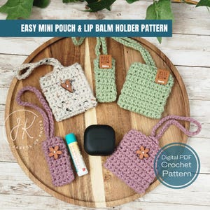 Modèle au crochet, Mini pochette facile et ensemble de supports pour baume à lèvres, Modèle adapté aux débutants, Idées cadeaux crochet