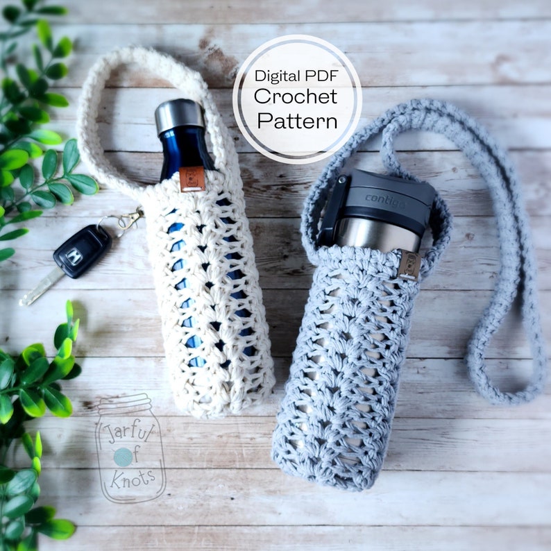 Crochet Pattern, Iris Water Bottle Holder Pattern, Water Bottle Sling Pattern, Customizable Size, Water Bottle Holder, Water Bottle Bag image 7