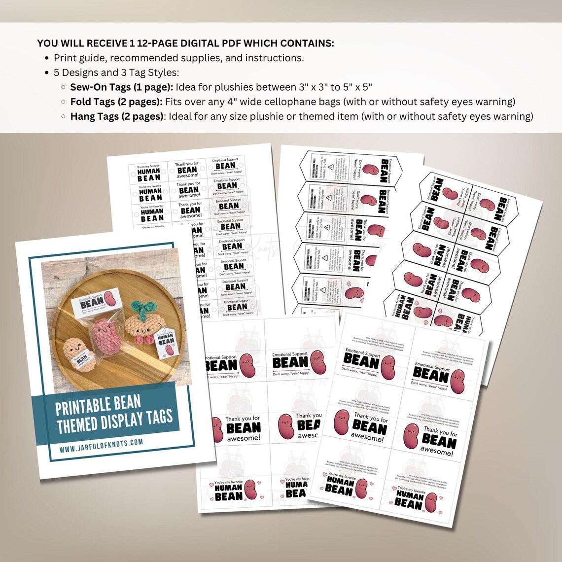 Printable Bean Themed Display Tags (digital PDF) - Etsy
