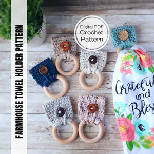 Crochet Pattern, Farmhouse Towel Holder Digital Crochet PDF Pattern, Ready to Download, Mothers day, Crochet Market Items, Tea Towel Holder