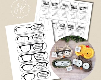 Etiquetas para exibição de cestas de óculos, 2 estilos (PDF digital para impressão)