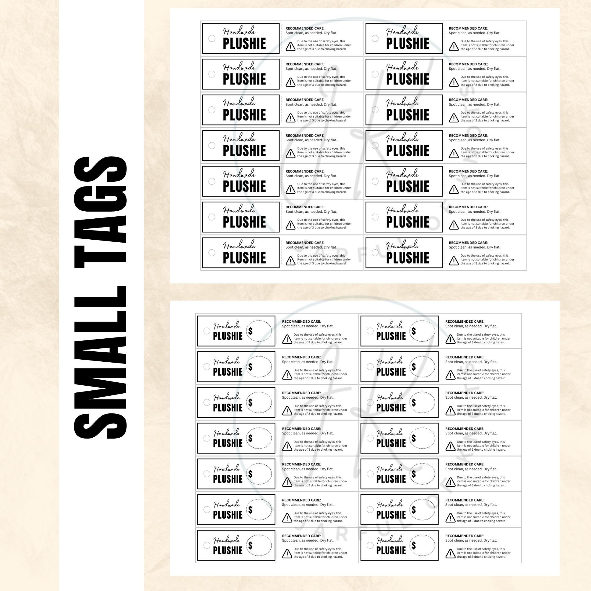 Plushie Display Tags, 4 Styles (printable Digital PDF) - Etsy