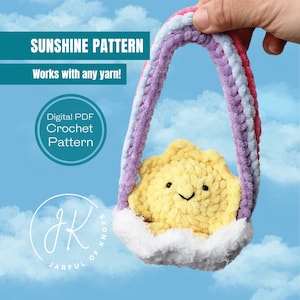 Crochet Pattern, Sunshine Plushie Pattern, Digital PDF Pattern, Cute Crochet Plushies, Amigurumi, crochet car charm, dorm decor, room decor