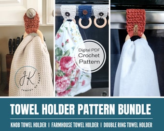 Crochet Pattern Bundle, Crochet Towel Holder Bundle, 3 Patterns, Stocking Stuffers, Maker Bundle, Towel holders, Beginner Friendly