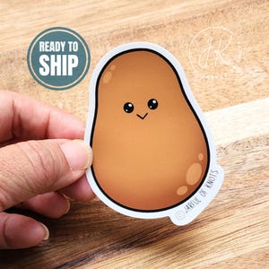 Sticker pomme de terre, 2,3 po. × 3 po., prêt à être expédié, autocollants imperméables, adorables autocollants, autocollants pour ordinateur portable, autocollants kawaii