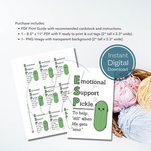 Digital Download, Emotional Support Pickle Printable Tag, PDF, PNG ...