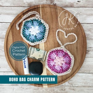 Crochet Pattern, Boho Bag Charm Pouch Pattern, AirPod case, lip balm holder, key fob holder, stocking stuffers