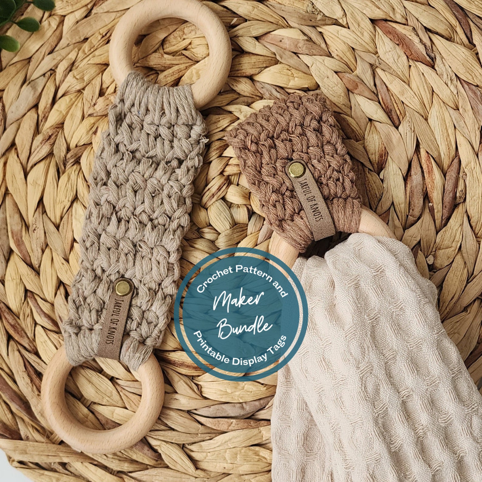 Crochet Pattern and Display Tags Bundle, Boho Towel Holder, Ready to ...
