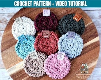 Boho Car Cup Holder Coasters Crochet Pattern , 2 Sizes, (PDF Pattern + Video Tutorial)