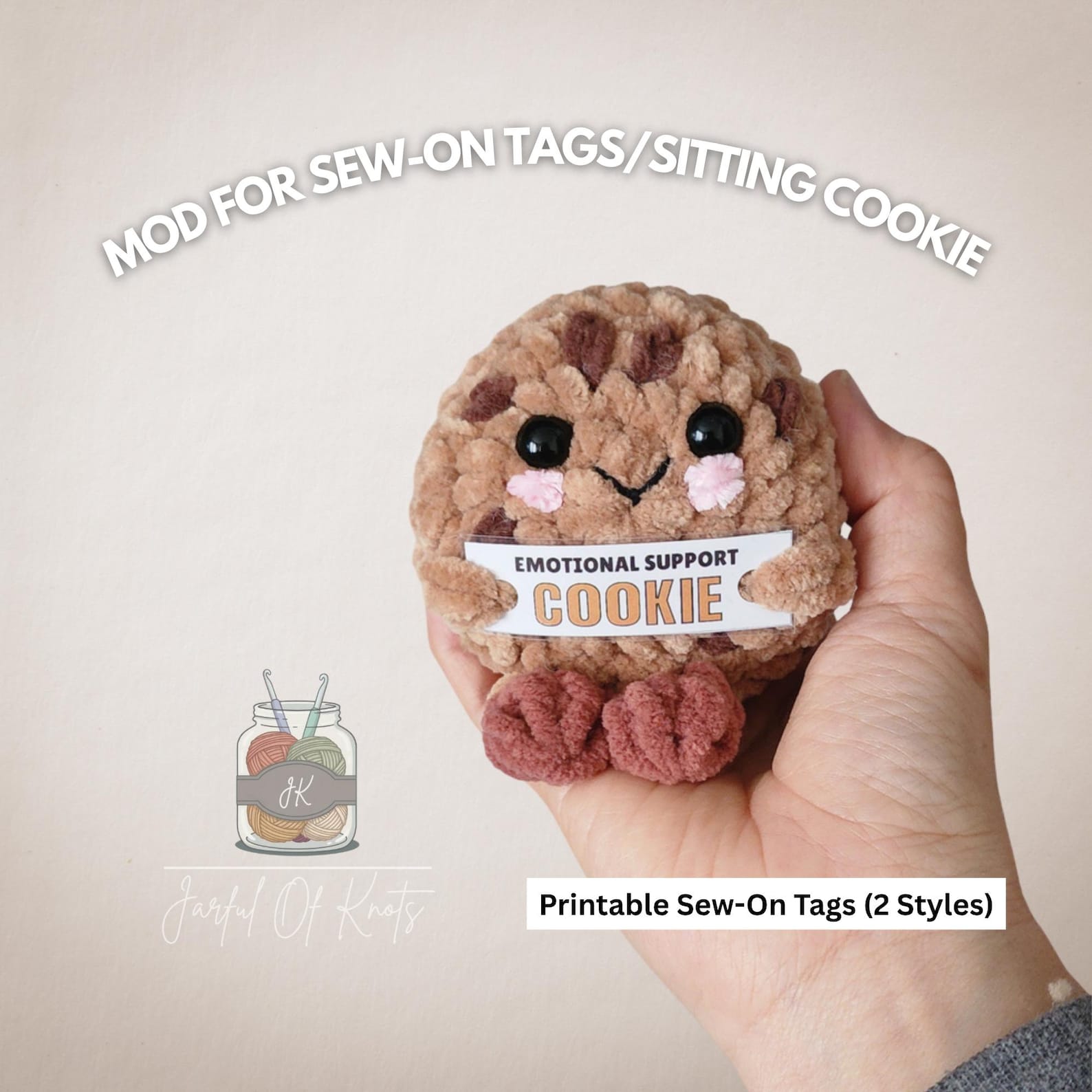 Emotional Cookie Plushie Pattern and Printable Tag Bundle (digital PDF ...