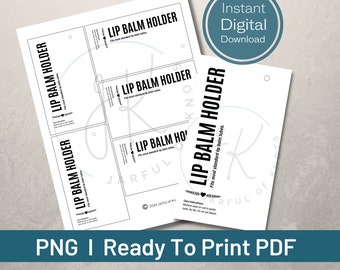 Digital Download, Lip balm Holder Display Card (Updated!), Ready Print and Cut PDF,  Free Lip balm Holder Pattern Video Tutorial