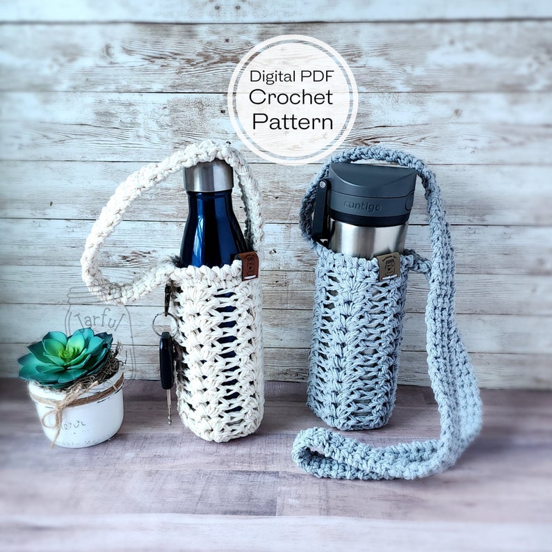 Crochet Pattern, Iris Water Bottle Holder Pattern, Water Bottle Sling Pattern, Customizable Size, Water Bottle Holder, Water Bottle Bag image 3