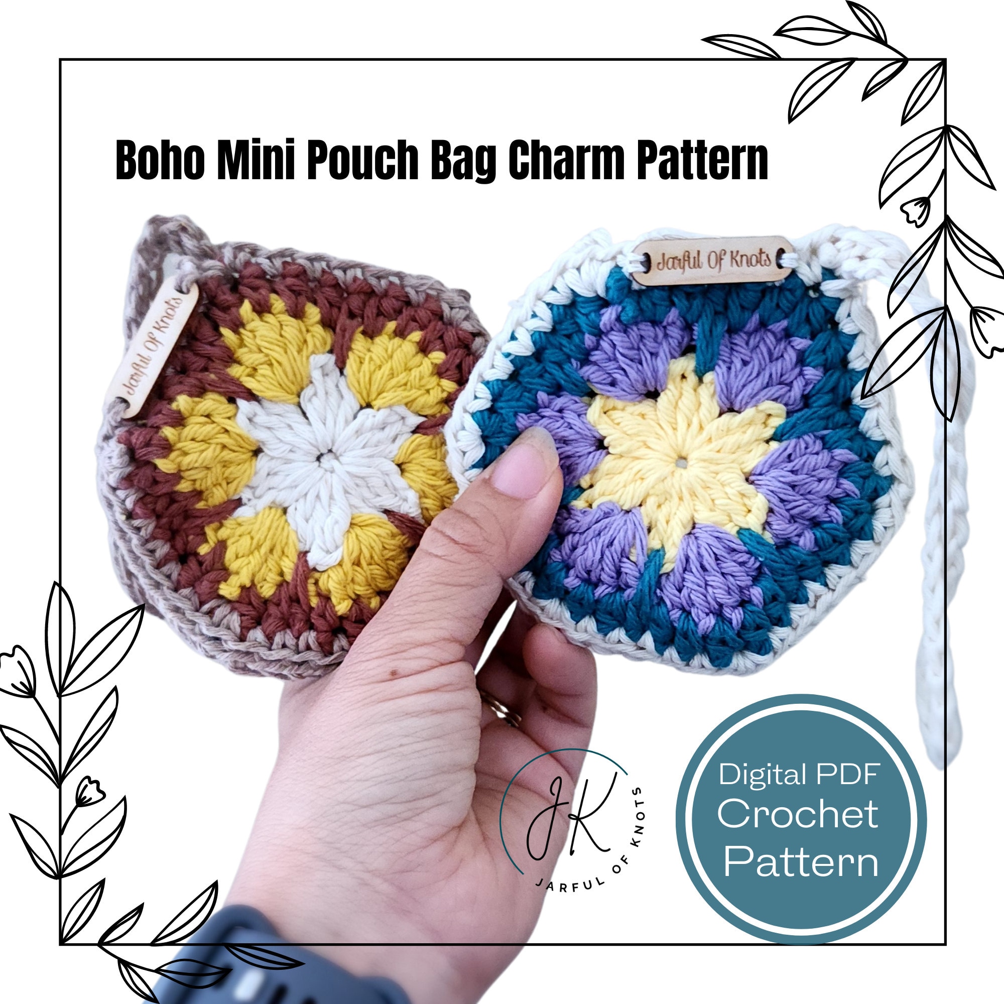 Crochet Pattern Boho Mini Pouch Bag Charm Pattern Beginner 