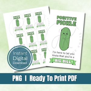 Digitale download, positieve augurk afdrukbare cadeau/displaytag, klaar om af te drukken pdf, png, gehaakt pluche tag, augurk displaytags