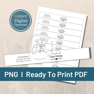 Etiquetas de exibição de embalagem para download digital para porta-toalhas, prontas para impressão, arquivo PNG, arquivo PDF, etiquetas de exibição para porta-toalhas, etiqueta de exibição para mercado de artesanato