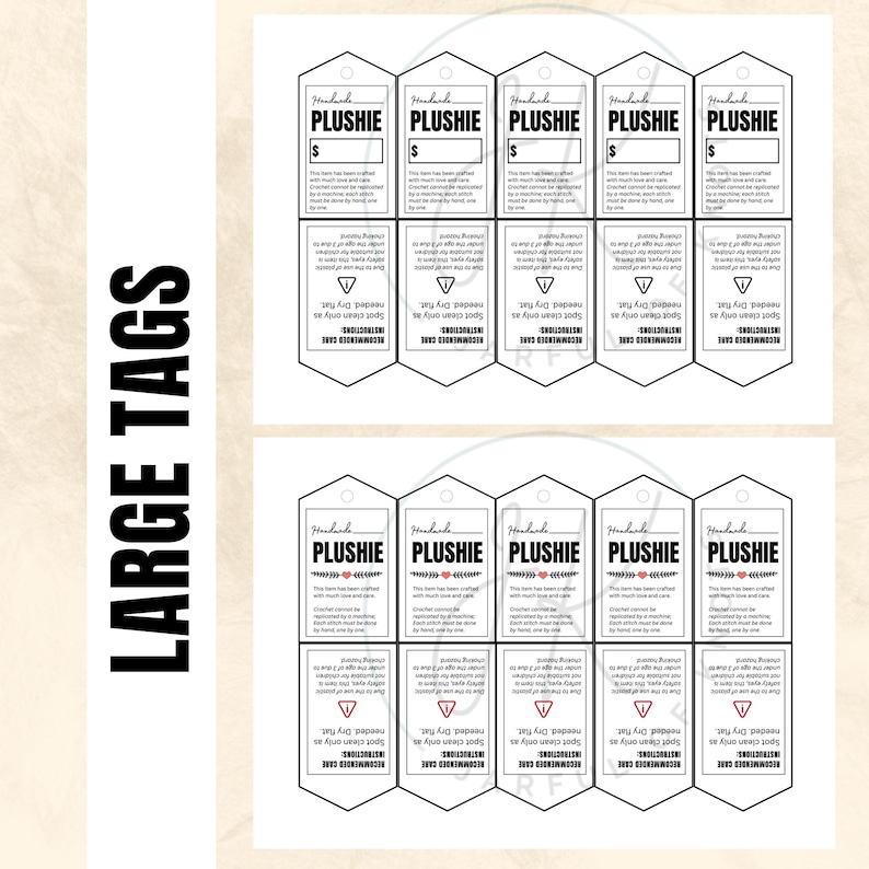 Plushie Display Tags, 4 Styles (printable Digital PDF) - Etsy