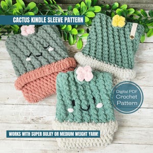 Crochet Pattern, Crochet Cactus Kindle/E-Reader/Tablet Sleeve, Cute Kindle Sleeve, Advanced Beginner Level