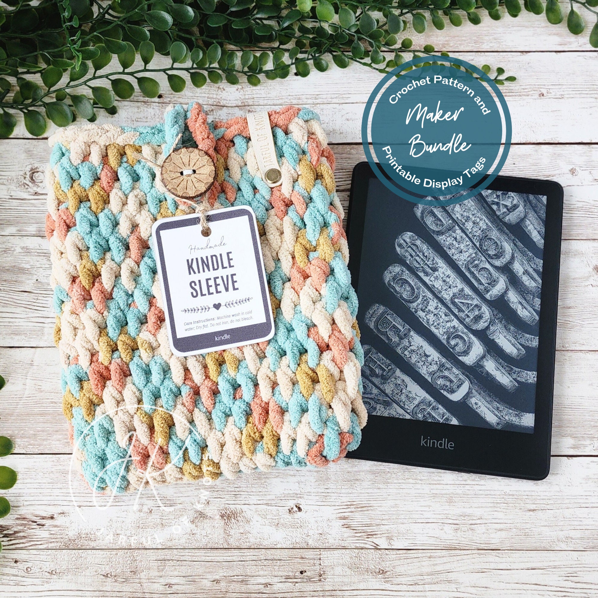 Crochet Pattern and Display Tag Bundle, Easy Table Sleeve Pattern, 2 ...