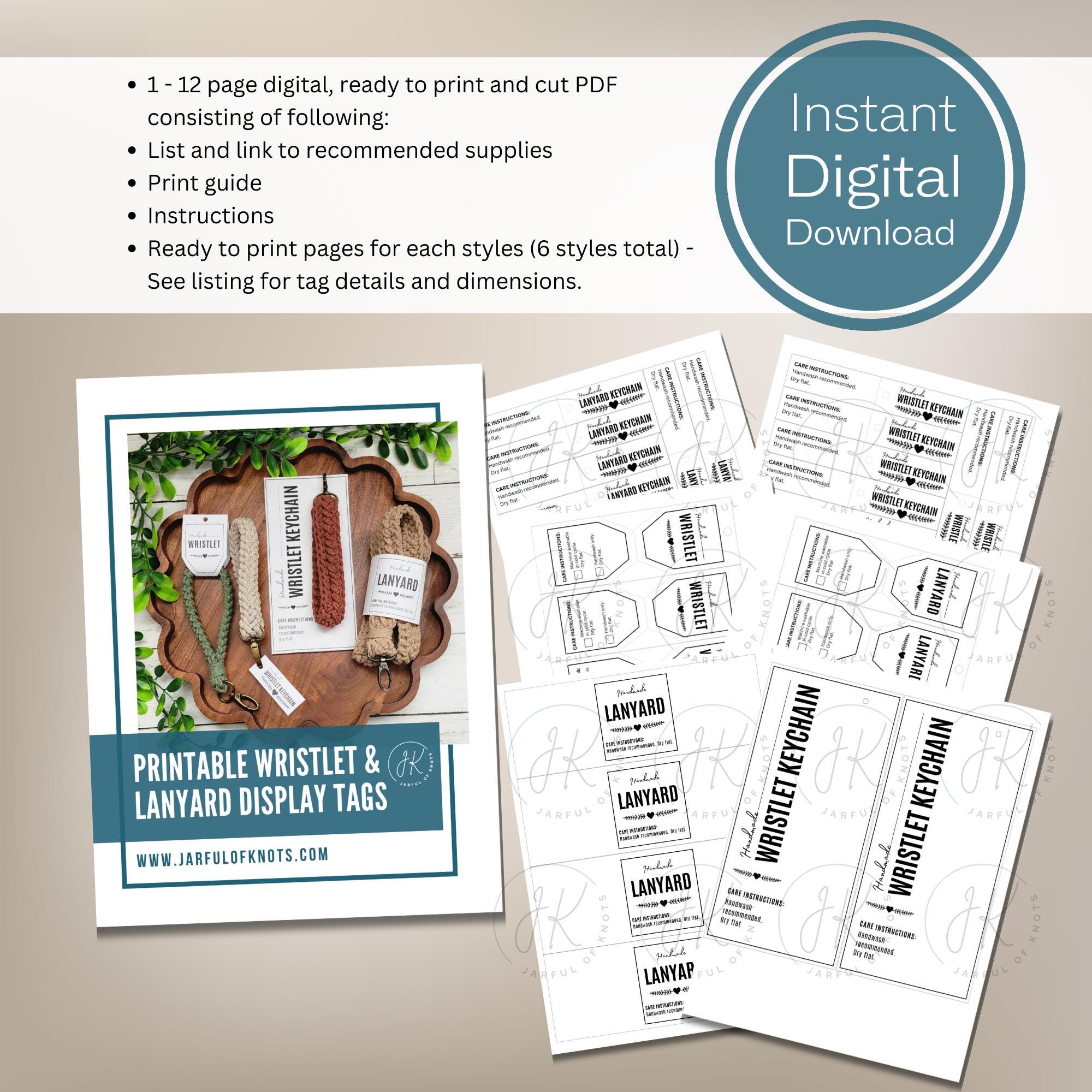 Printable Wristlet and Lanyard Display Tags, 6 Styles (digital PDF) - Etsy