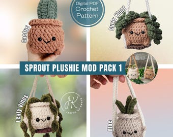 Crochet Pattern, Sprout Plushie Pattern Mod Pack, Digital PDF Pattern, Cute Crochet Plants, Amigurumi Plants