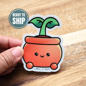 Sticker plante germée, 2,32 po. x 3 po., prêt à être expédié, autocollants imperméables, autocollants mignons, autocollants pour ordinateur portable, autocollants kawaii