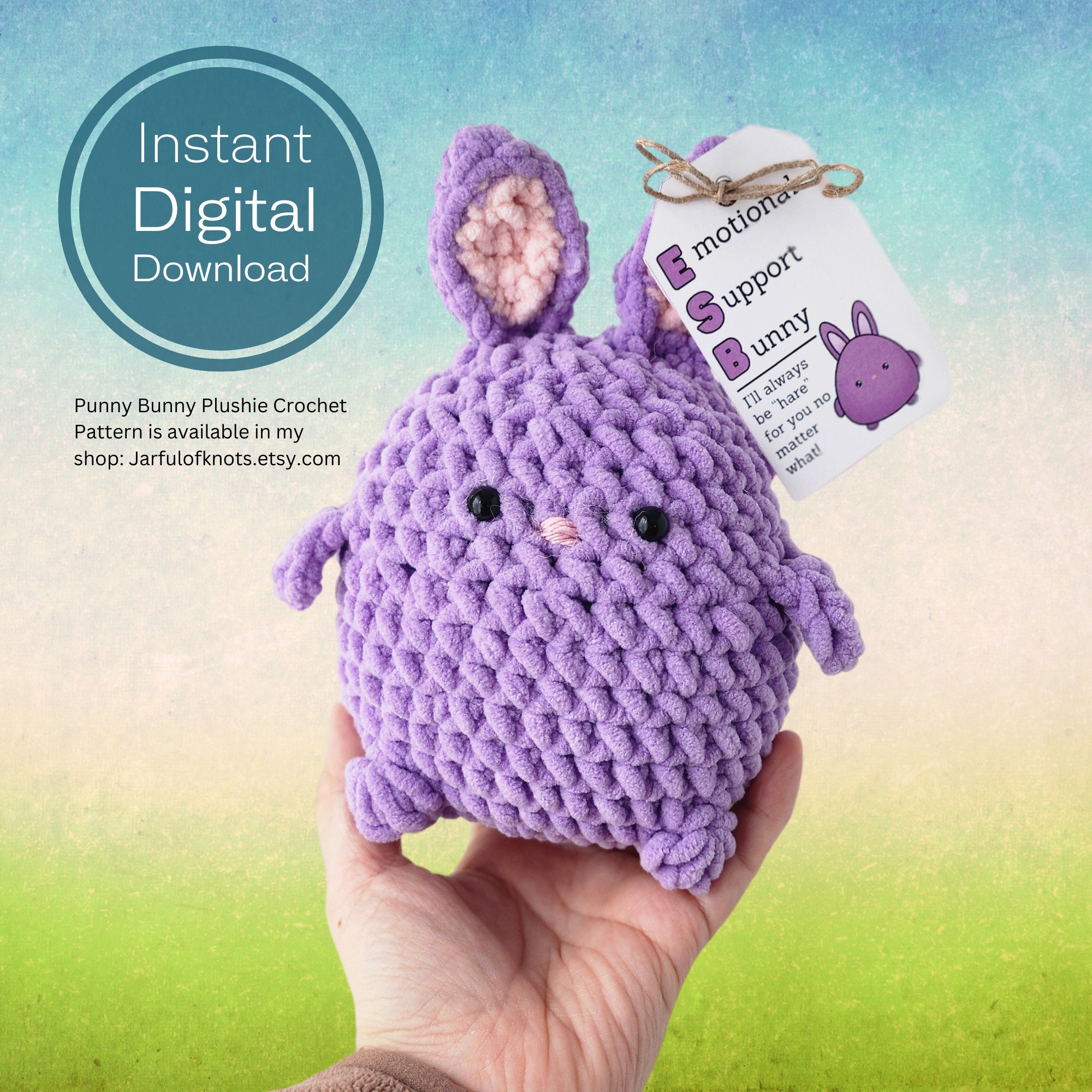Digital Download, Emotional Support Bunny Display Tag, Ready to Print ...