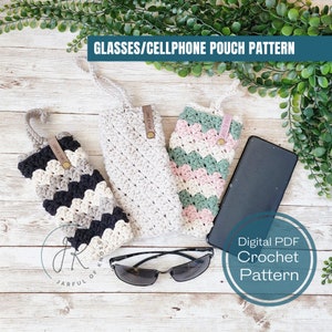 Patrón de crochet, Estuche para gafas de sol o celular, Patrón de estuche de crochet, Adorno para bolso, Pulsera, Ideas para regalos de crochet, Proyecto de crochet para verano
