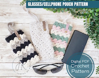 Sunglasses or Cell Phone Pouch, Crochet Pouch Crochet Pattern (PDF Pattern)